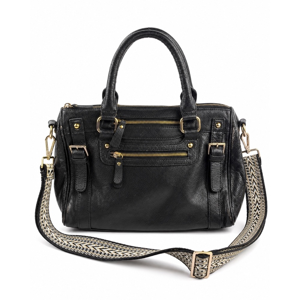 Erica Anenberg Vintage Y2K Black Pebbled Leather Shoulder Bag Purse